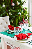 Festively decorated table at Christmas