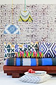 African-style home fabrics with blurred batik and printed patterns