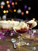 Sherry trifle with berry sauce