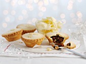 Mince pies with brandy butter for Christmas