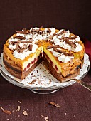 Eierschecke (speciality layer cake from Saxony and Thuringia) with cherries