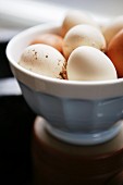 A bowl of organic eggs