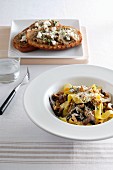 Tagliatelle ai funghi (tagliatelle with mushrooms, Italy)