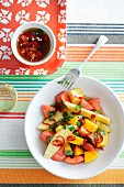 Exotic fruit salad with chilli and coriander