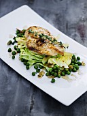 Chicken breast with white cabbage and peas