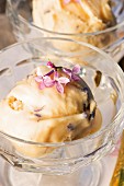 Creamy ice cream with honey and lilac
