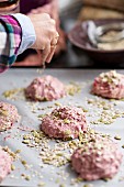 Beetroot rolls sprinkled with seeds