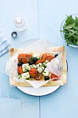 Tomatoes with feta cheese and olives