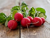 Radishes on a wooden table