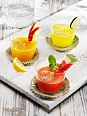 Various lemonades (mango, watermelon & mango and mango & passion fruit)