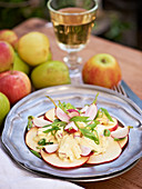 Apple carpaccio with radishes and remoulade