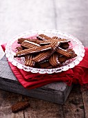 Chocolate biscuits with chocolate glaze