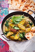 Green mango curry with naan bread