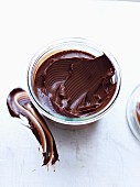 Chocolate spread in a glass bowl
