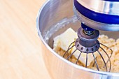 Biscuit dough in a mixer