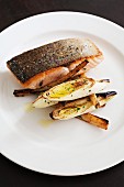 Salmon fillet with leek and parsnips