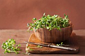 Thyme in a wooden bowl