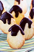 Easter butter biscuits topped with dark chocolate glaze