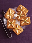 Almond biscuits on a glass plate