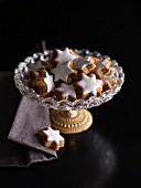 Cinnamon stars on a glass plate