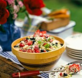 Couscous salad with berries for a barbecue party