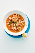Fish soup with shrimps and tomatoes