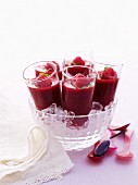 Raspberry soup with mint