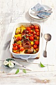 Pork fillet with potatoes, cherry tomatoes and sage butter