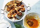 Lamb chops with a thyme marinade