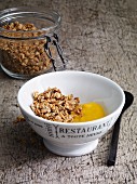 Granola with mango puree