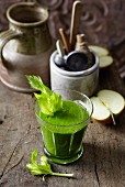 A spinach, apple, celery and courgette smoothie