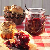 Cherry jam and brioche