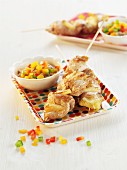 Turkey satay skewers with pineapple and pepper sauce