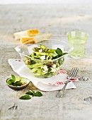 Green asparagus salad with sesame seeds and mint