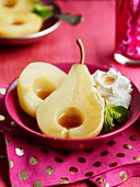 Poached pears with maple syrup
