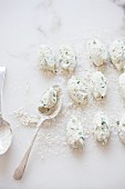 Stinging nettle Gnudi (ricotta dumplings) being made