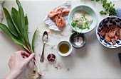 Ingredients for paella with ramps