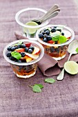 Fruit salad with blueberries and nectarines
