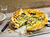 Hamburg root and spinach quiche