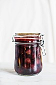 A jar of cherry compote
