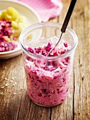 Beetroot salad with soused herring