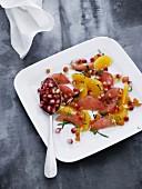 Citrus fruit salad with pomegranate seeds
