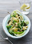 Leek salad with diced cheese capers