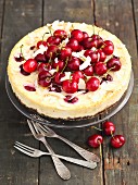 Ricotta cake with cherries and coconut