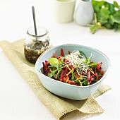 Purslane salad with primeval carrots and champagne lentil sprouts