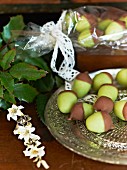 Marzipan acorns with chocolate glaze (Scandinavia)