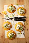Potato cakes with herring tartar and dill