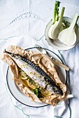 Mackerel en papillote with fennel and lemons
