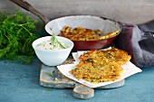 Courgette pancakes with dip
