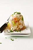 Meat and vegetables in aspic with mayonnaise